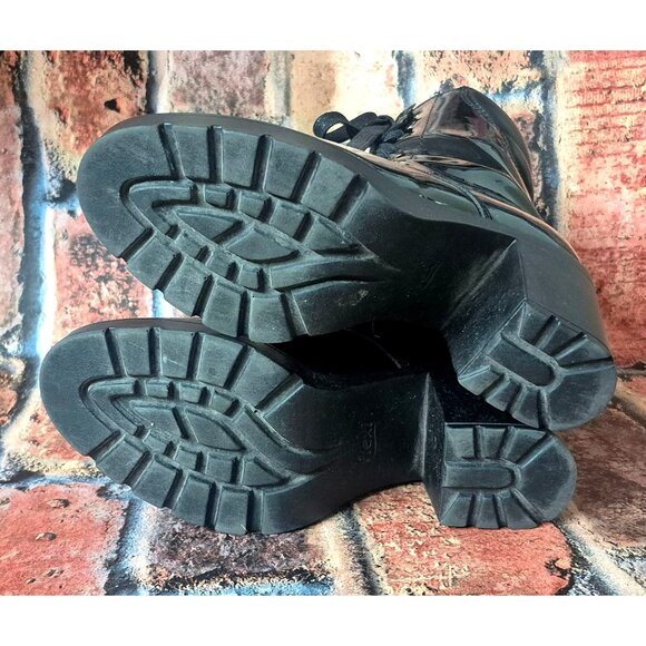 Flexi Boots Womens 7 Bootie Lace Up Side Zip High Block Heel Witchy Goth MINT - Picture 10 of 12